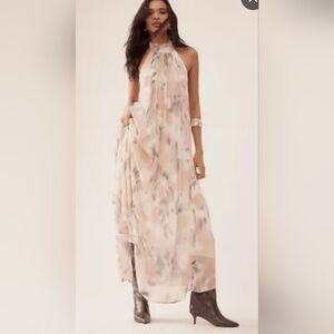 New 3x Halter Sheer Printed Maxi DressMaeve by Anthropologie